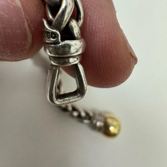 David Yurman Two-Tone Quatrefoil Lariat Adjustable Wheat Chain Necklace